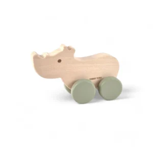 Rhino Wheely Wooden Toy - SAGE