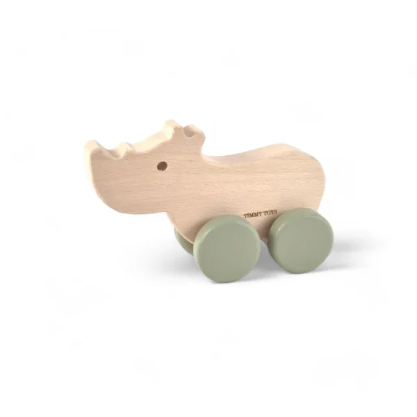 Rhino Wheely Wooden Toy - SAGE