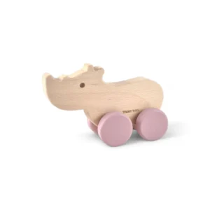 Rhino Wheely Wooden Toy - BLUSH PINK