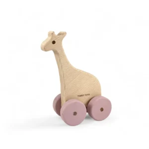 Giraffe Wheely Wooden Toy - BLUSH PINK