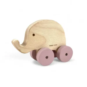 Elephant Wheely Wooden Toy - BLUSH PINK
