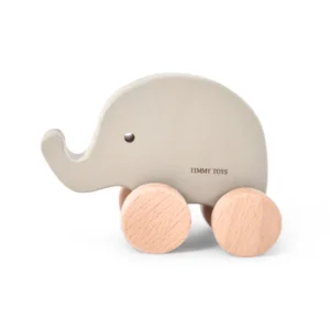 Elephant Wheely Wooden Toy - SOFT GREY
