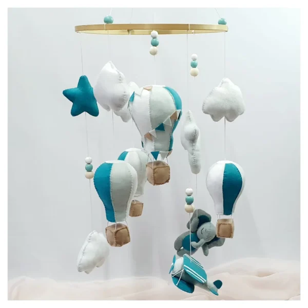 Lets Fly Away Mobile - LIGHT GREY & TEAL