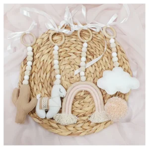 Lama & Pom Pom Dangles - BLUSH AND WHITE