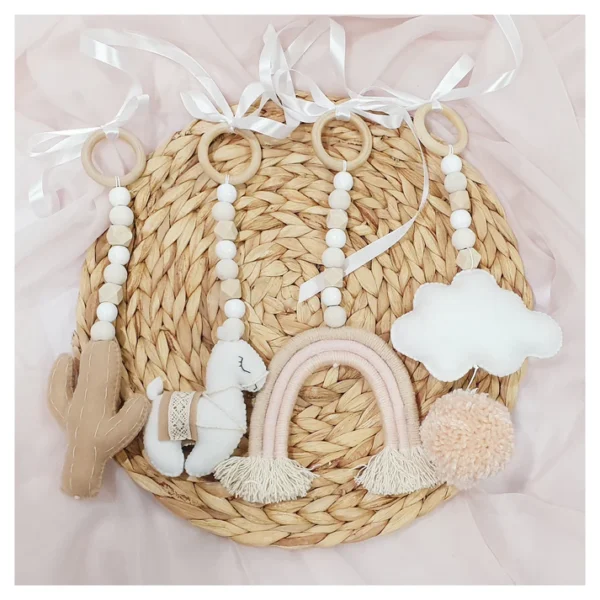 Lama & Pom Pom Dangles - BLUSH AND WHITE