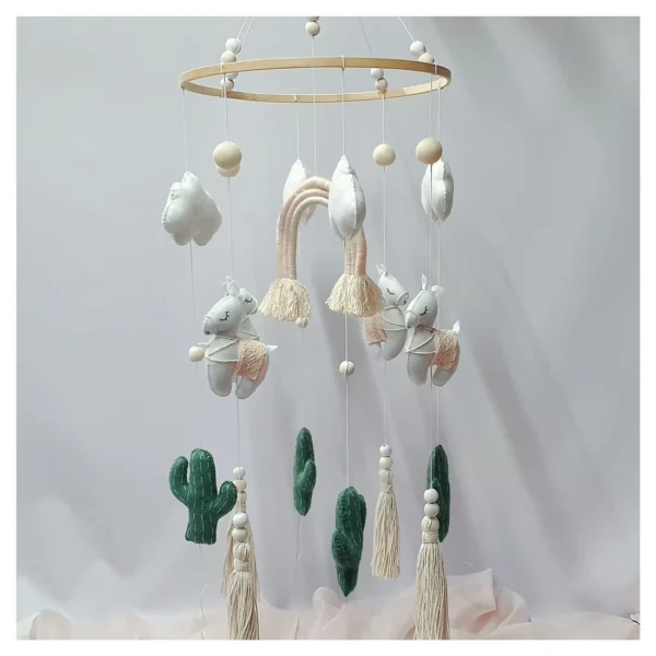 Rainbow & Lama Mobile - BLUSH & GREEN